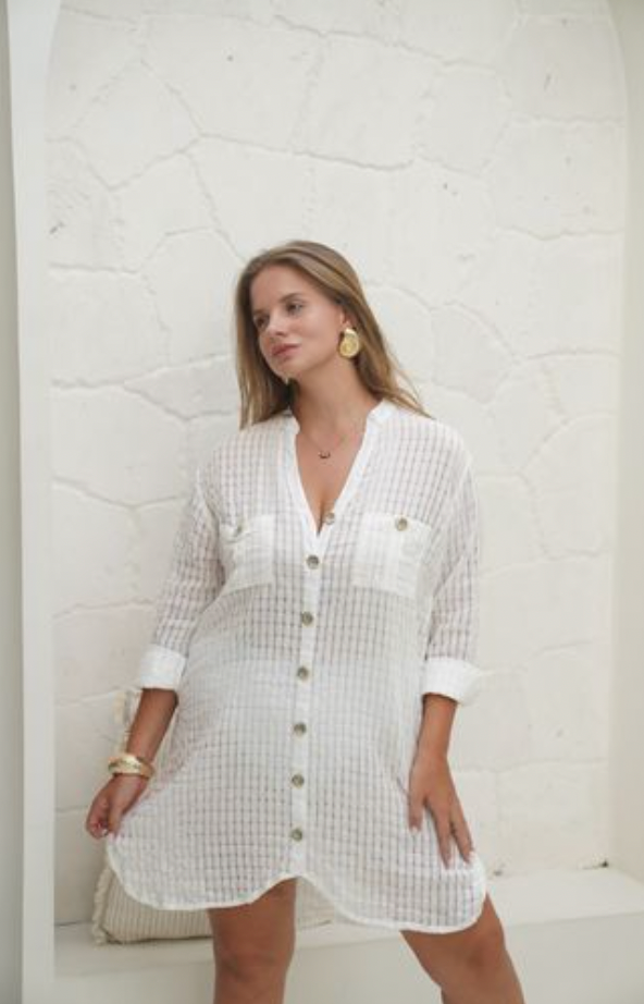 Capri Cotton Weave Shirt Dress