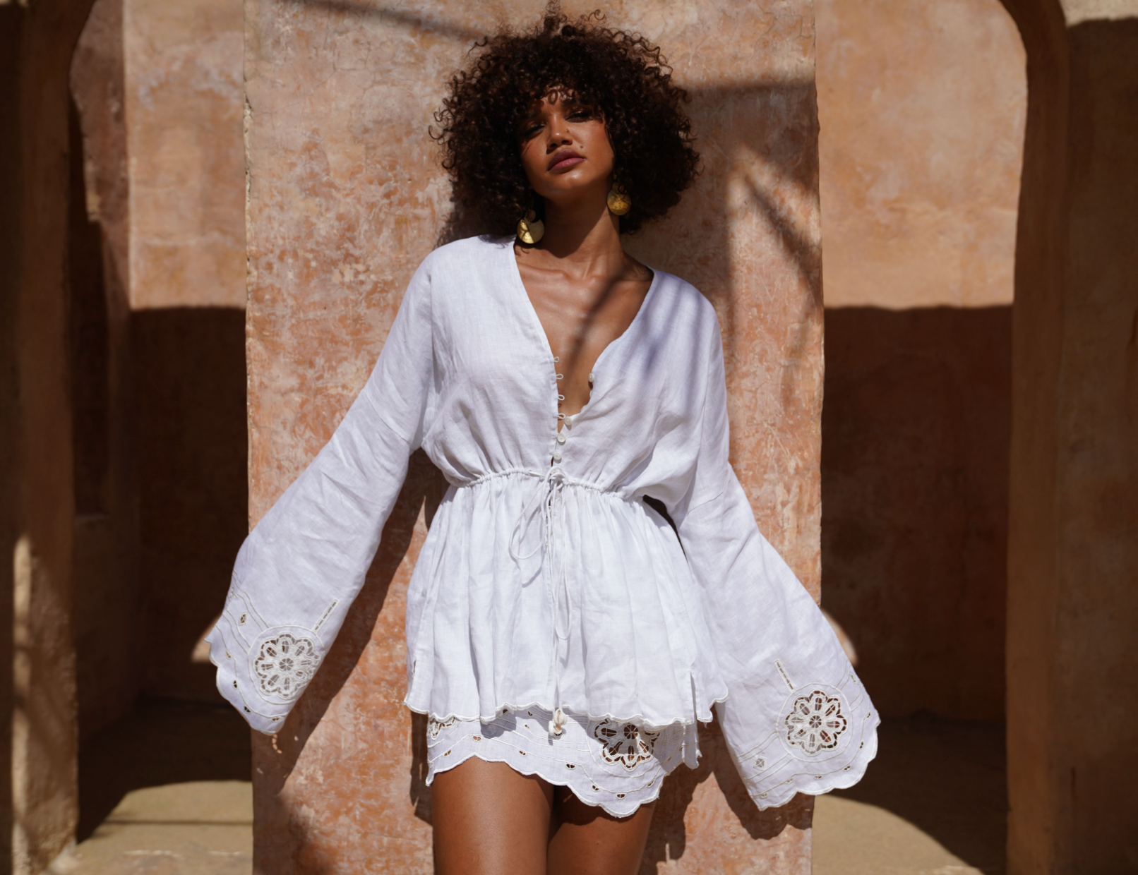 Frida Top -French Linen Kerawang Embroidery