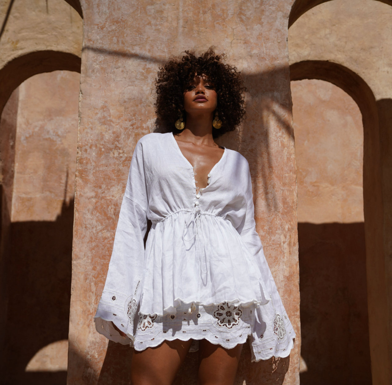 Luciana Skirt French Linen - Kerawang Embroidery