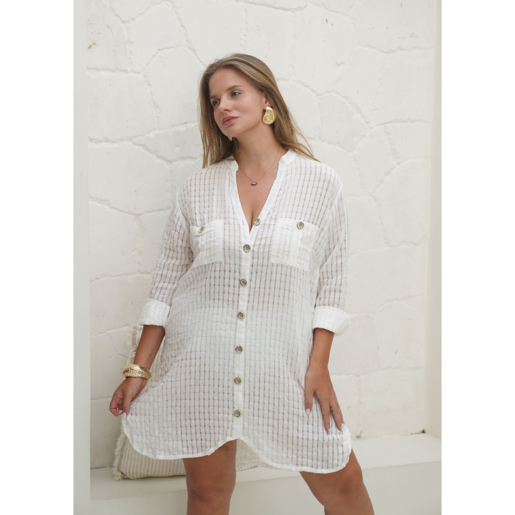 Capri Cotton Weave Shirt Dress