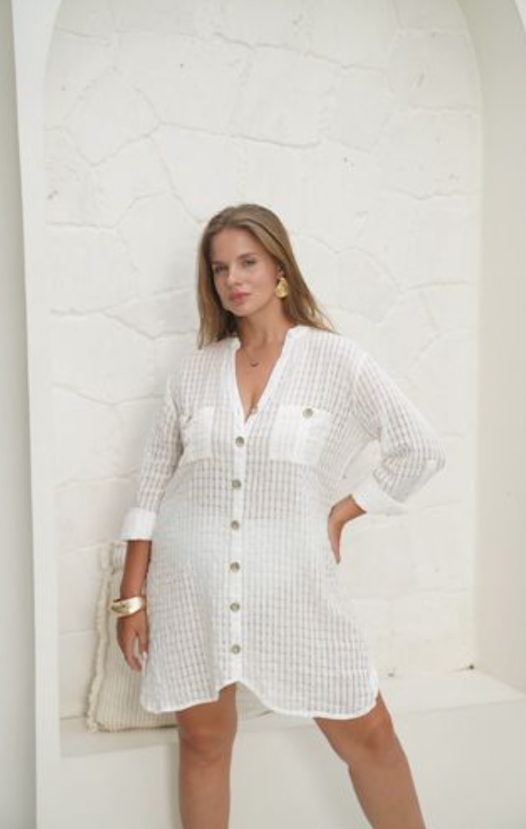 Capri Cotton Weave Shirt Dress