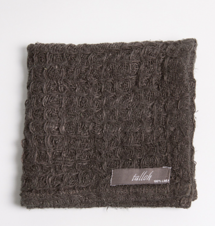 Ryley Handwoven Linen Face cloth in Charcoal-PACK OF 2